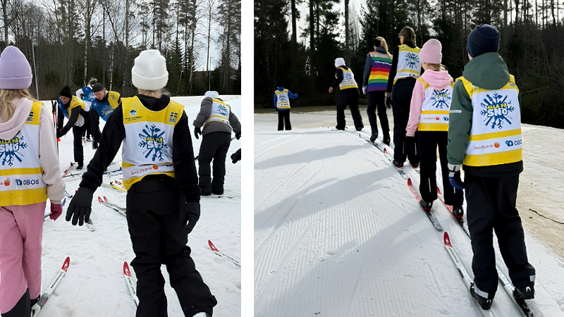 Barn åker skidor